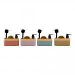 Wood print top Sand stone kitchen soap dispenser with cleaning ball and debossed letter for sale