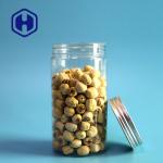 Round Straight 70mm Snacks Transparent Plastic Jar With Aluminum Cover 490ml