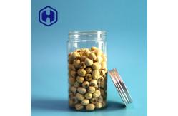 China Round Straight 70mm Snacks Transparent Plastic Jar With Aluminum Cover 490ml supplier