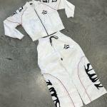 Full Length Cropped Zip Tracksuit Stacked Flare Baggy Sweatpants 2 Piece Tracksuits for sale