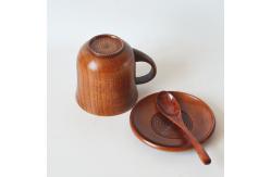 China Japanese Solid Wooden Tea Cup Set Jujube Handcrafted With Handle supplier
