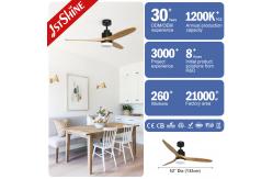 China Wobble Free 3 Solid Wood Blade Ceiling Fan With Remote Control supplier