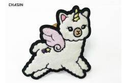 China Furry Fabric Hand Embroidered Patches Unicorn Pattern For Children supplier