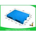 1200 * 800mm Blue Plastic Pallets With Three Runners , Plastic Skids Pallets Virgin HDPE for sale