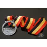 Running Racing Metal Award Medals Cut Out On Design With Strip Ribbon