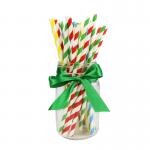 Striped Pattern Christmas Paper Drinking Straws Durable Smooth Cutting for sale