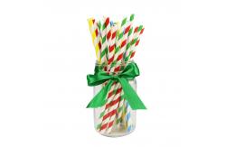 China Striped Pattern Christmas Paper Drinking Straws Durable Smooth Cutting supplier