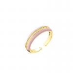 18k Couple Rings Gold Plated Micro Pave Cubic Zirconia Enamel Engagement Ring