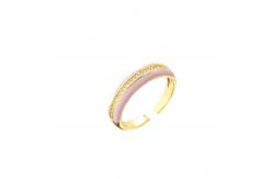 China 18k Couple Rings Gold Plated Micro Pave Cubic Zirconia Enamel Engagement Ring supplier