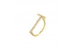 China Adjustable 18k Gold Band Engagement Rings OEM Zircon Initial Letter Ring supplier