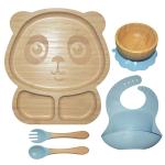 BPA Free Silicone Baby Feeding Set Divided Suction Bamboo Silicon Baby Plate MHC for sale
