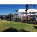 Black Powder Coated Tubular Iron Fence Solid Metal Horizontal Designs For Garden for sale