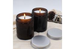 China Custom Label 250ml Amber Transparent Glass Jars Candle ODM Airtight Lids Odorless supplier