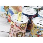 Customized 10.2x7.5cm Cylinder Tin Can Coin Bank Metal Money Tin Box