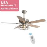 Modern Matte Brown 120V 60w 52 Inch Crystal Ceiling Fan Light European Style for sale
