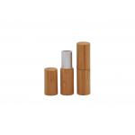 Cylinder Inner  Aluminum Bamboo Outside Empty Lipstick Tube With Press Pop Cap for sale