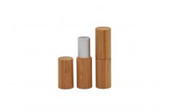 China Cylinder Inner  Aluminum Bamboo Outside Empty Lipstick Tube With Press Pop Cap supplier