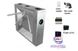 China Esd tripod turnstile barrier with qr barcode and fingerprint scanner and RFID reader supplier