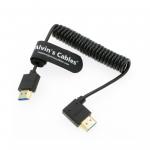8K 2.1 HDMI High Speed Soft Coiled Cable Straight To Left Angle For Atomos Ninja V Portkeys BM5 For Feelworld Monitor for sale