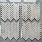 Morden Fish Bone Marble Mosaic Background Wall Tiles For Living Room