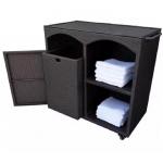 Pool Accessories Rattan Storage Cabinet Wicker Poolside Towel Rack Cart Caddy