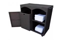 China Pool Accessories Rattan Storage Cabinet Wicker Poolside Towel Rack Cart Caddy supplier