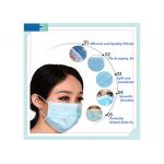17*9.5cm Disposable Face Mask 3 Ply Non Woven For Anti Covid-19 / Dust for sale