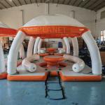 Water Play Equipment Inflatable Floating Island With Tent PVC Dock Platform Floating Tent for sale