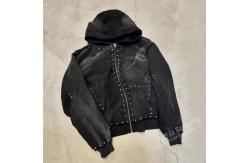 China Heavy Cotton Pullover Rivet Oversized Rhinestone Hoodie Anti Shrink 480 Grams supplier