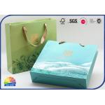 Embossed Gold Logo Luxury Paper Shopping Bags With Ribbon Handles ！ for sale