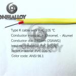 0.81MM K Type Thermocouple Wire ANSI 96.1 PVC Coat And Insulation 105 Degress for sale