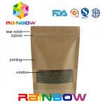 Brown Kraft Paper Customized Paper Bags Doypack k Dry Food Packaging Bag With Window for sale