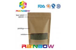 China Stand Up Customized Kraft Paper Food Bag With Clear Window And Zipper supplier