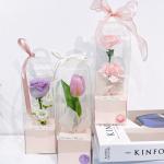 China pvc transparent panoramic rose single diy flower arrangement box, hand-held lighthouse flower packaging, eternal flower bouquet gift box material manufacturer