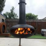 rustproof Hotel Suspended Wood Burning Stove Rotating Hanging Fireplace 1000mm
