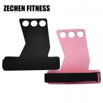 Pink Crossfit Hand Grips 2.25mm 3 Holes Gymnastic Palm Guards Suede Microfiber Leather for sale
