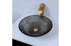 China Lacquered Corner Cabinet Crystal Wash Basins Black Round Modern Designed supplier