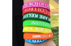 China Segmented Style Printed Silicone Wristbands 25cm Length supplier