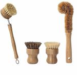 9in Natural Bubble Up Dish Brush Set Kitchen Bamboo Scrubber ODM for sale