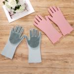 Colorful Non stick Durable Heat and Slip Resistant Long Silicone Scrubbing Brush Gloves for sale