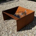 800mm Steel Fire Pits Assembly Required Low Square Corten Metal Fire Pit for sale