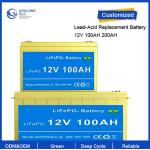 OEM ODM LiFePO4 lithium battery Lead Acid Replacement LiFePO4 Lithium Battery 12.8V 100AH 200AH Rechargeable For EV for sale