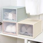 Pink Stackable Storage Shoe Boxes Fabric Plastic Drawer Organizer