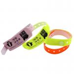 Disposable Custom Neon Fluorescent PVC Wristband with Tabs and Heat Transfer Printing