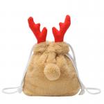Luxury Christmas Drawstring Bag Winter Fluffy Reindeer Antler Handbag for sale
