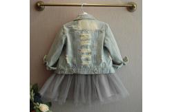 China Spring 80CM 31.5in Childrens Jean Personalised Denim Jacket With Frosted Hole supplier