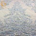 MDX Embroidered Mesh Lace Fabric Sequins Water Soluble By The Yard for sale