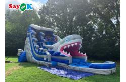 China 40ft Entertainment Inflatable Shark Double Slide Large Outdoor Inflatable Water Slides supplier