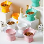 Ceramic Raised Pet Food Bowl For Flat Faced Cats for sale