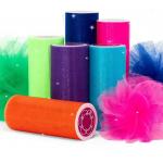 Shine Glitter Nylon Tulle Fabric Roll Customizable Tulle Rolls for sale